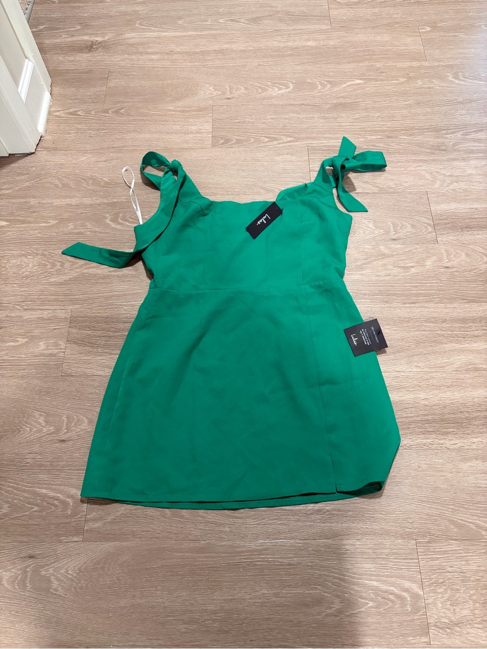 Lulu's Emerald Green Tie-Shoulder Camisole Dress
